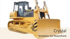  Presentation with bulldozer - Amazing theme having bulldozer under the white background backdrop and a yellow colored foreground
