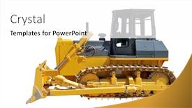  Presentation with bulldozer - PPT theme having bulldozer-with-blade-dropped-down background and a white colored foreground