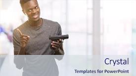  Presentation with african american wedding - Audience pleasing presentation theme consisting of bullet points - young african american man holding backdrop and a  colored foreground