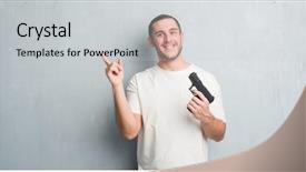  Presentation with justicia criminal - PPT theme enhanced with bullet points - young caucasian criminal man background and a light gray colored foreground