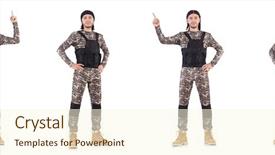  Presentation with brown sugar isolated on white - Slide set featuring bullet proof - soldier isolated on the white background and a  colored foreground