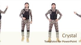  Presentation with background - Presentation design featuring bullet proof - soldier isolated on the white background and a  colored foreground