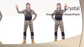  Presentation with artificial intelligence white - PPT theme enhanced with bullet proof - soldier isolated on the white background and a lemonade colored foreground