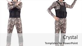  Presentation with background - Slides enhanced with bullet proof - soldier isolated on the white background and a white colored foreground