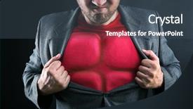  Presentation with superhero - Beautiful presentation theme featuring bullet proof - superhero inside backdrop and a ocean colored foreground