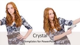  Presentation with white and black woman climbing ladders - Audience pleasing presentation consisting of bullet proof - woman soldier isolated on white backdrop and a  colored foreground