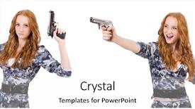  Presentation with white and black woman climbing ladders - Amazing slide deck having bullet proof - woman soldier isolated on white backdrop and a white colored foreground