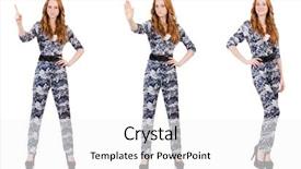  Presentation with white and black woman climbing ladders - Beautiful presentation theme featuring bullet proof - woman soldier isolated on white backdrop and a white colored foreground