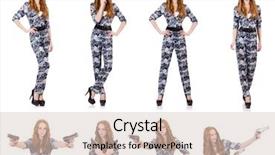  Presentation with futuristic combat soldier - Presentation with bullet proof - woman soldier isolated on white background and a lemonade colored foreground