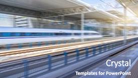  Presentation with rail - Colorful PPT theme enhanced with bullet train - high-speed rail arriving at station backdrop and a  colored foreground