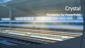  Presentation with bullet train - Slide deck featuring bullet train - high-speed rail arriving at station background and a  colored foreground