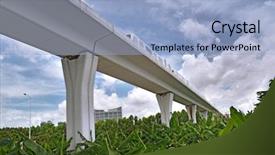  Presentation with rail - PPT layouts featuring bullet train - high-speed rail viaduct background and a light blue colored foreground