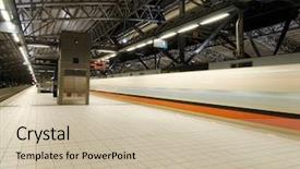  Presentation with high speed railway - PPT layouts featuring bullet train - high speed railway station background and a soft green colored foreground