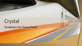  Presentation with high speed railway - Presentation theme enhanced with bullet train - high speed railway station background and a lemonade colored foreground