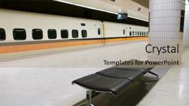  Presentation with high speed railway - Audience pleasing slides consisting of bullet train - high speed railway station backdrop and a coral colored foreground