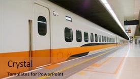  Presentation with high speed railway - Cool new presentation theme with bullet train - high speed railway station backdrop and a  colored foreground