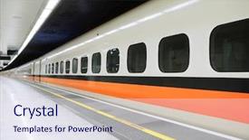  Presentation with high speed railway - Presentation having bullet train - high speed railway station background and a sky blue colored foreground