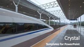  Presentation with high speed railway - Cool new presentation with bullet train - platform of high speed railway backdrop and a  colored foreground