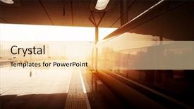  Presentation with high speed railway - Beautiful PPT theme featuring bullet train - platform of high speed railway backdrop and a lemonade colored foreground