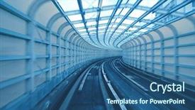  Presentation with railway - Theme featuring bullet train - tunnel of railway background and a ocean colored foreground