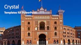  Presentation with spain - Theme consisting of bullfight - famous bullfighting arena in ventas background and a ocean colored foreground