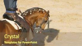  Presentation with knight on horseback - Beautiful slide deck featuring bullfight on horseback typical spanish backdrop and a tawny brown colored foreground