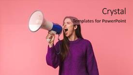  Presentation with angry - Amazing slide deck having bullhorn - angry young girl wearing sweater backdrop and a coral colored foreground
