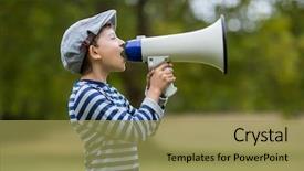  Presentation with french speaking countries - Slide set with bullhorn - boy speaking on megaphone background and a yellow colored foreground
