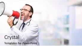  Presentation with medical sales - Presentation theme featuring bullhorn - doctor senior man medical professional background and a lemonade colored foreground