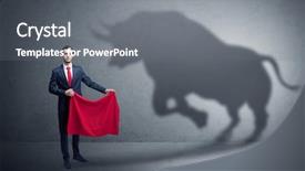  Presentation with shadow - Slide set enhanced with bulling - businessman standing with red cloth background and a gray colored foreground