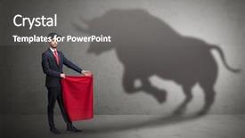  Presentation with shadow - PPT theme with bulls - businessman standing with red cloth background and a gray colored foreground