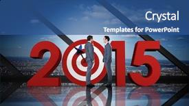  Presentation with room - Slides having bulls eye - businessmen talking against room background and a ocean colored foreground