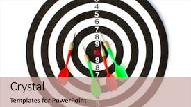  Presentation with dartboard - Presentation having bulls eye - dartboard with darts isolated background and a coral colored foreground