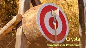  Presentation with stuck - Colorful PPT layouts enhanced with bulls eye - lumberjack axe throwing competition backdrop and a tawny brown colored foreground