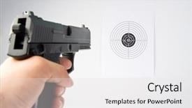  Presentation with shooting - Amazing PPT theme having bulls eye - shooting backdrop and a white colored foreground