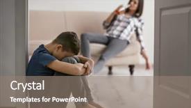  Presentation with bully - Presentation design with bully parents - helpless little boy sitting background and a gray colored foreground