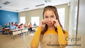  Presentation with school bullying - PPT theme having bullying-school-and-people-concept background and a yellow colored foreground