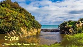  Presentation with pacific island - Audience pleasing presentation theme consisting of bulrush - fjord between wooded hills picturesque backdrop and a tawny brown colored foreground