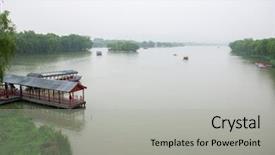  Presentation with sugarcane fields mountains landscape nature - Audience pleasing presentation theme consisting of bulrush - foggy misty natural chinese landscape backdrop and a light gray colored foreground