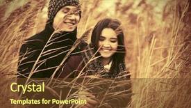  Presentation with young happy couple - Colorful presentation theme enhanced with bulrush - happy young fashion couple walking backdrop and a tawny brown colored foreground