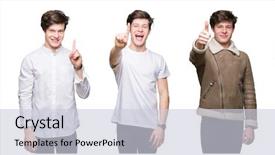  Presentation with sacred geometry symbol collage - Slides with bumbers - collage of young man background and a light gray colored foreground