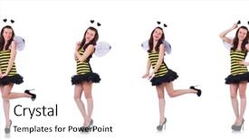  Presentation with bee - Presentation having bumblebee - young woman in bee costume background and a cool aqua colored foreground