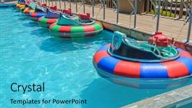  Presentation with amusement park - Presentation design featuring bumper boats at amusement park background and a  colored foreground