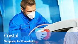  Presentation with mechanic shop - Amazing presentation theme having bumper car at automobile repair backdrop and a teal colored foreground