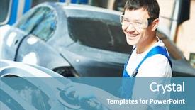  Presentation with mechanic shop - Slides with bumper car at automobile repair background and a  colored foreground