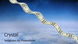  Presentation with bumpy road - Presentation theme featuring bumpy dollar road against white clouds under blue sky background and a light blue colored foreground