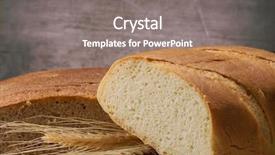  Presentation with bread bun - Presentation theme with bun and bread with spike near the wall background and a gray colored foreground