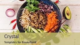  Presentation with thai food - Presentation design consisting of bun bo nam bo asian background and a yellow colored foreground