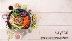  Presentation with thai food - Beautiful PPT theme featuring bun bo nam bo asian backdrop and a lemonade colored foreground