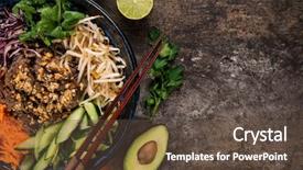  Presentation with thai food - Slide set with bun bo nam bo asian background and a tawny brown colored foreground